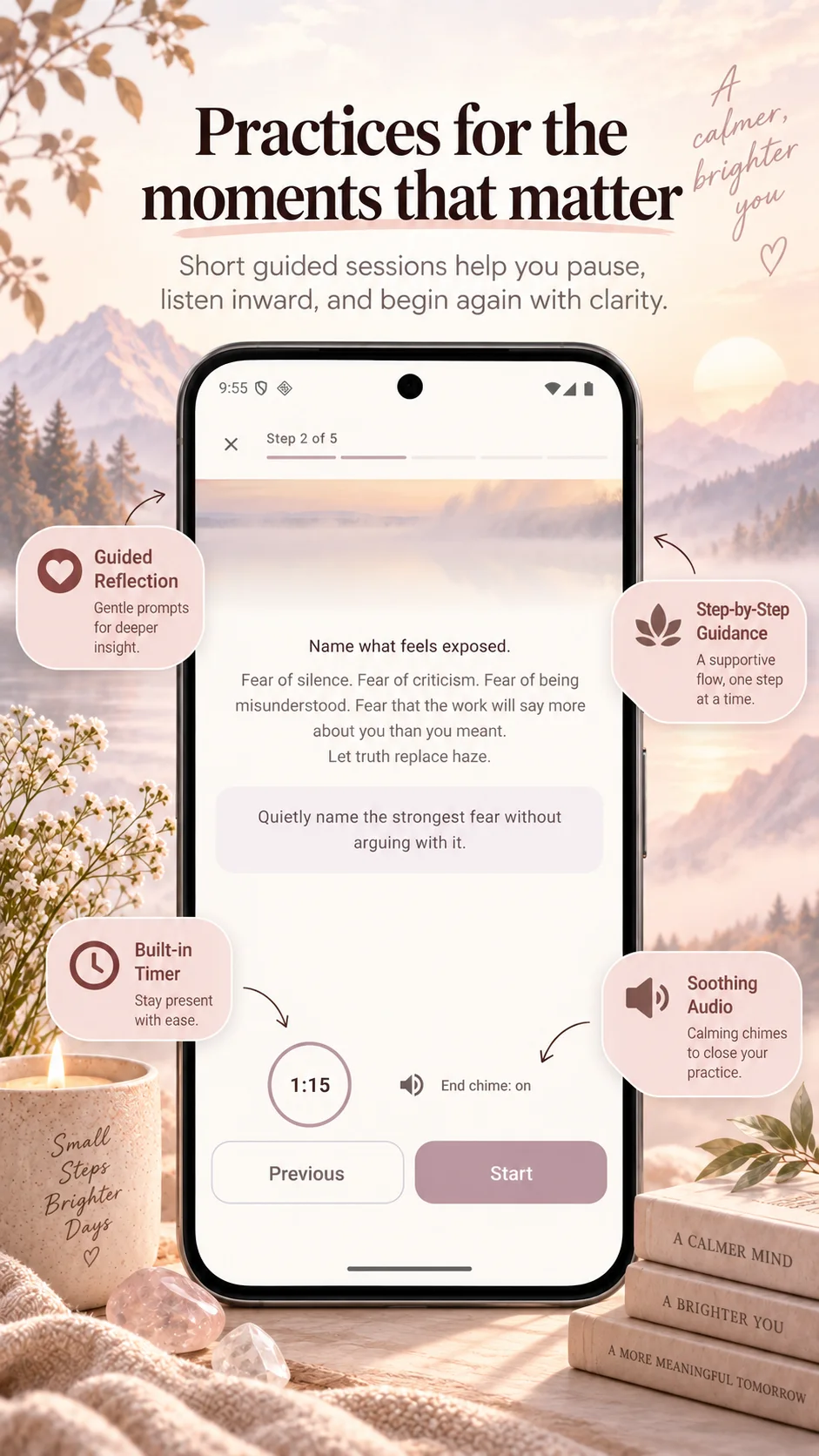 Divine Journey Explore catalog with voice-led meditations, soundscapes, rituals, and courses