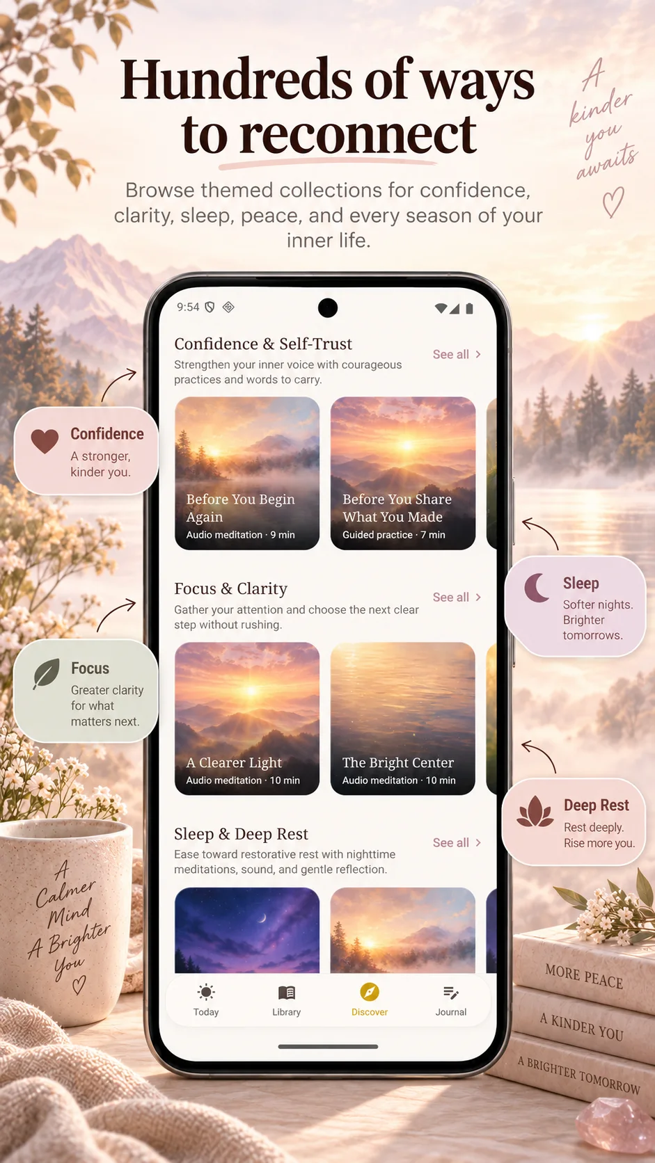 Divine Journey collections for confidence, focus, sleep, and deeper rest